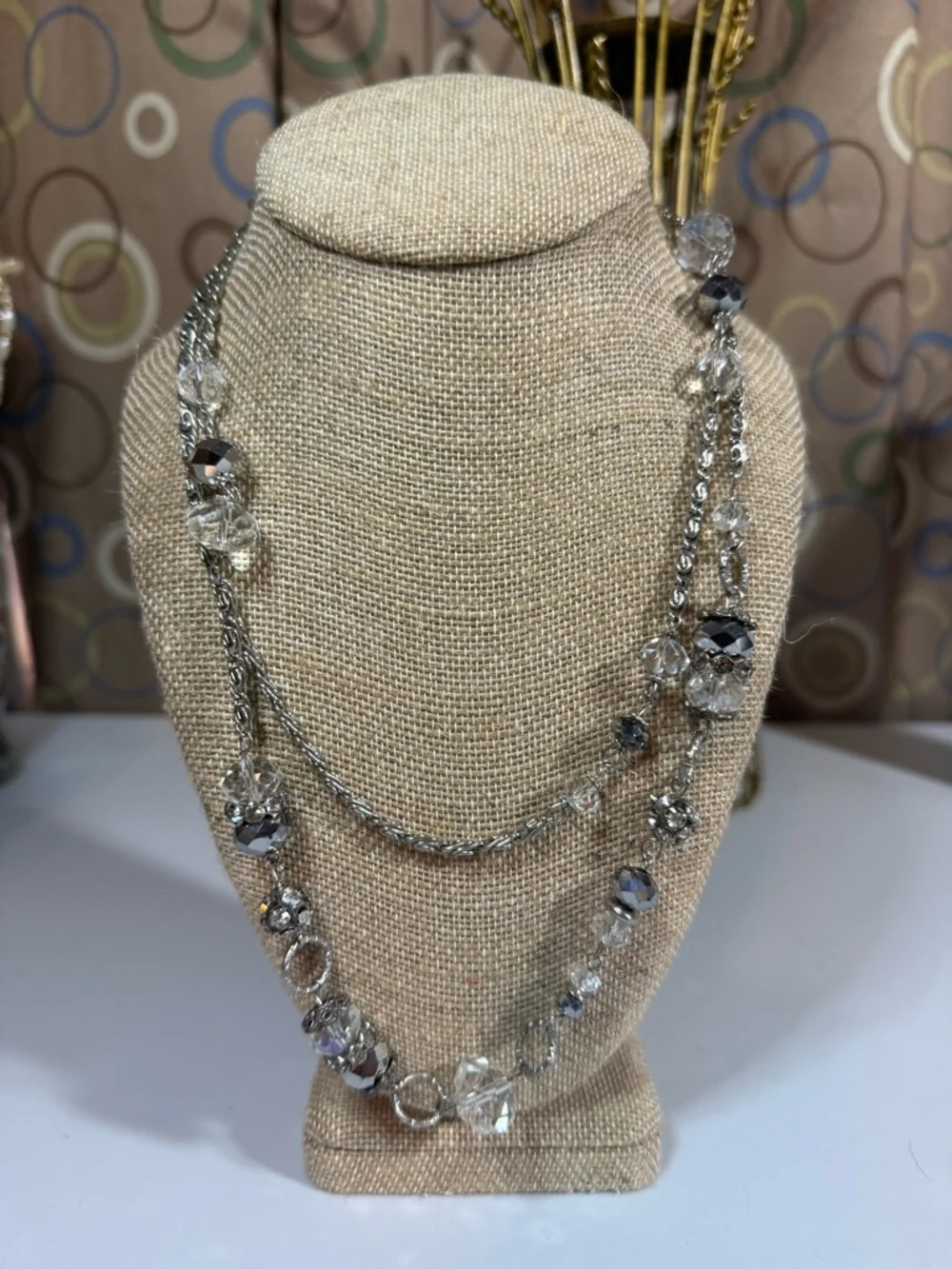 Vintage Y2K 20-inch Silver & Crystal Necklace V5